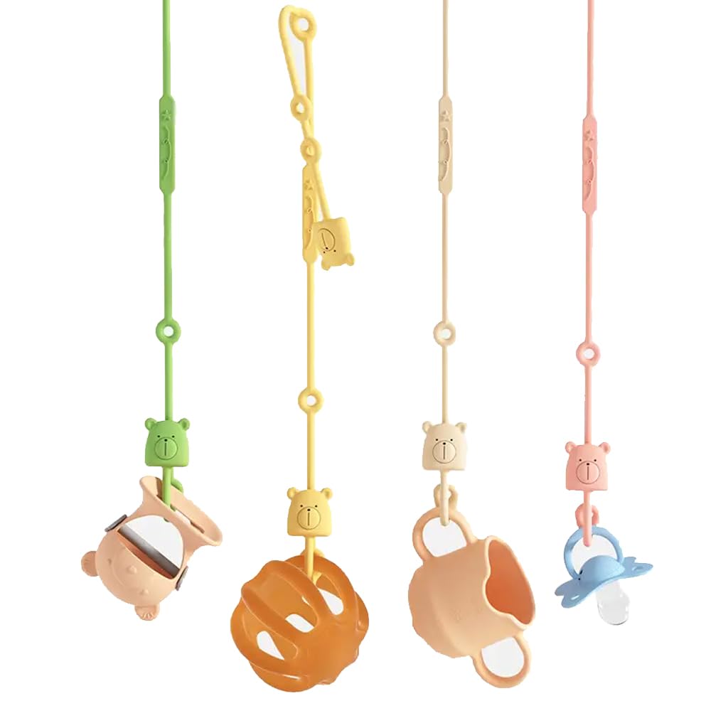 SNOWIE SOFT 4Pcs Baby Pacifier Anti-Lost Straps, Easy Tie-Up Food Grade Silicone Safe Pacifier Straps Pacifier Ties on High Chair, Stroller Kawaii Cute Bear Baby Pacifier Straps Pacifier Ties SNOWIE SOFT 4Pcs Baby Pacifier Anti-Lost Straps, Easy Tie-Up Food Grade Silicone Safe Pacifier Straps Pacifier Ties on High Chair, Stroller Kawaii Cute Bear Baby Pacifier Straps Pacifier Ties